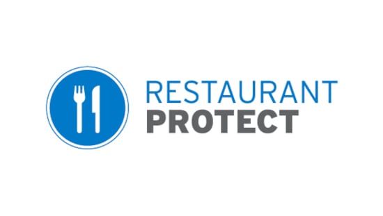 Restaurant Protect - Logo with fork and knife in a circle